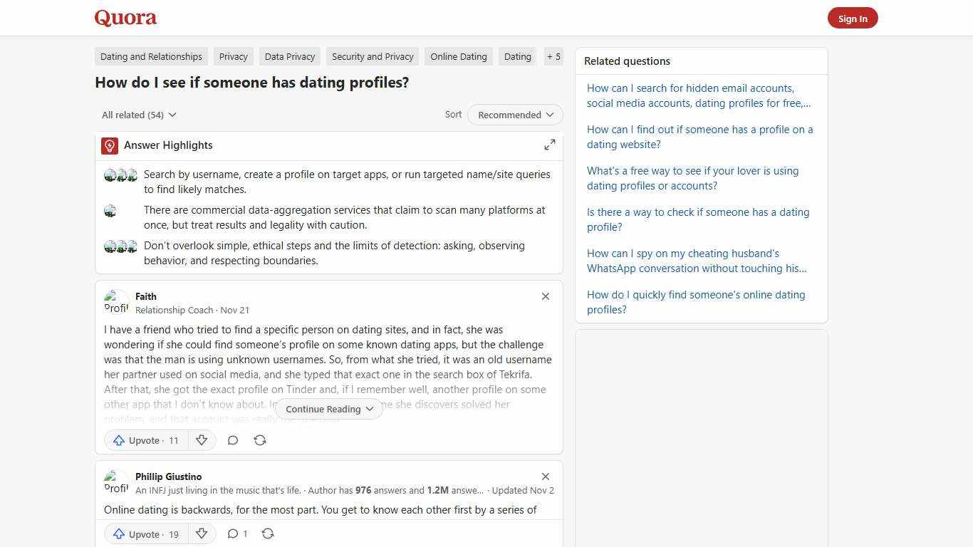 How to see if someone has dating profiles - Quora